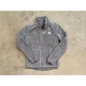 Womens The North Face Gray Teddy Fleece Full Zip Jacket Size Small